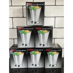 OGGI - Set of 6 - Mint Julep Cup Stainless Steel Kentucky Derby Drink 12oz NIB